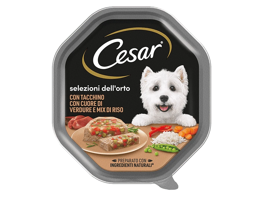 Cesar Selezioni dell'Orto con Tacchino, Verdure e Mix di Riso 150g - Cibo Umido per Cani Cesar Selezioni dell'Orto con Tacchino, Verdure e Mix di Riso 150g - Cibo Umido per Cani